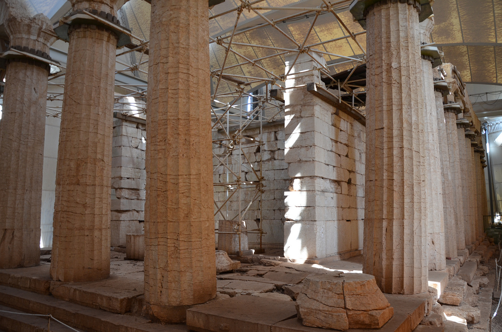 The Temple of Apollo Epikourios at Bassae, Opisthodomos and west colonnade, Arcadia, Greece