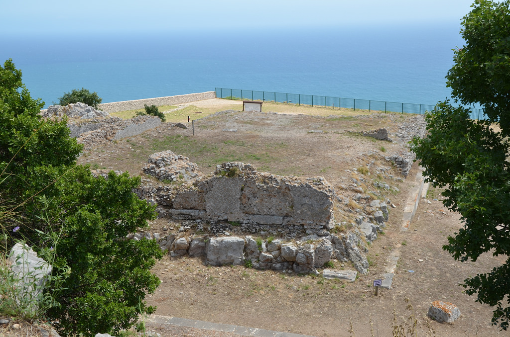 The ruins of the podium of the so-called Temple of Jupiter Anxur, Terracina, Italy