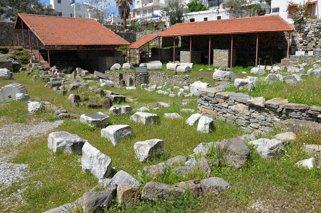 The ruins of the Mausoleum of Halicarnassus, constructed for King Mausolus during the mid-4th century BC at Halicarnassus in Caria, Bodrum, Turkey