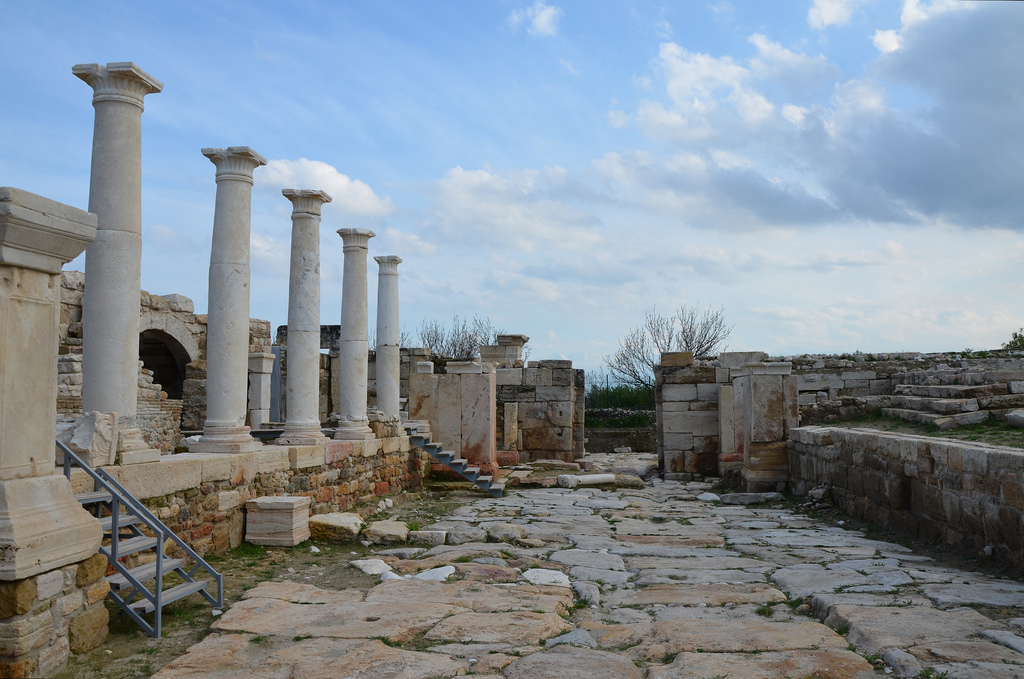 The Hierapolis Street constructed of travertine blocks running in an east-west direction.