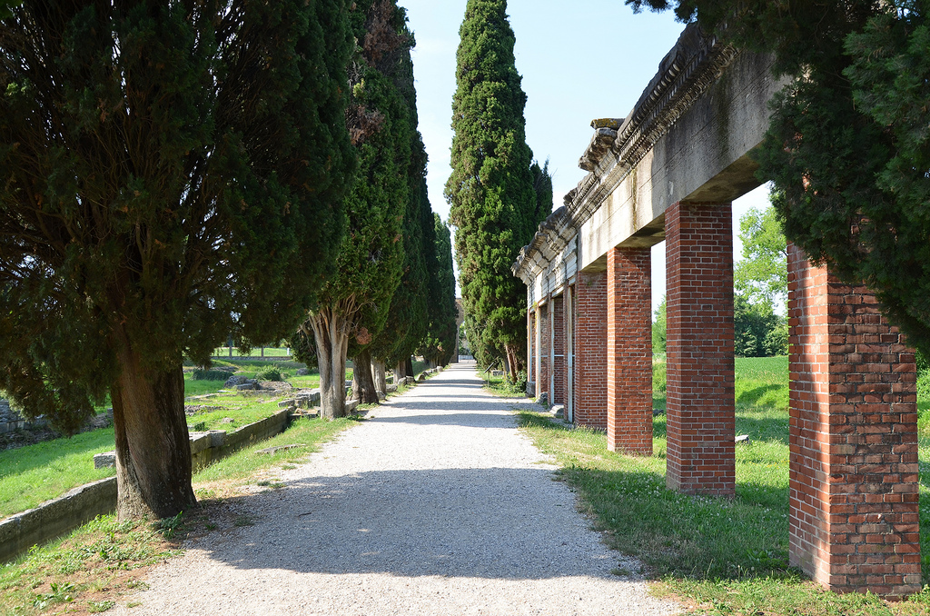 The western-side remains of the fluvial port of Aquileia, built in the Julio-Claudian age along the right side of the Natiso River along the Via Sacra (the Sacred Way), Italy