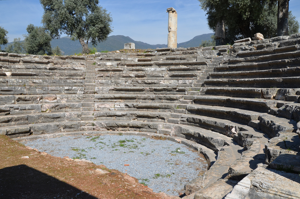 The gerontikon (Council House of the Elders), originally built during the Hellenistic and adapted as an odeon in the 2nd century AD, the capacity was 700, Nysa on the Meander, Turkey