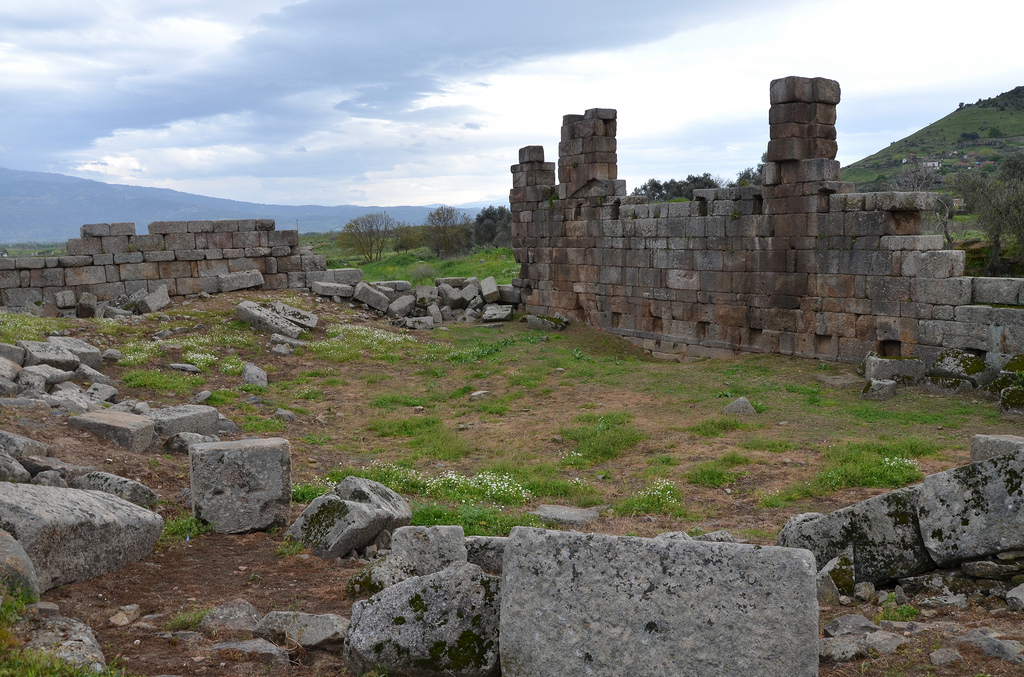 The Late Hellenitic Bouleulerion (concil house), the interior of the building has a rectangular plan measuring 36x36 meters, Alabanda, Caria, Turkey