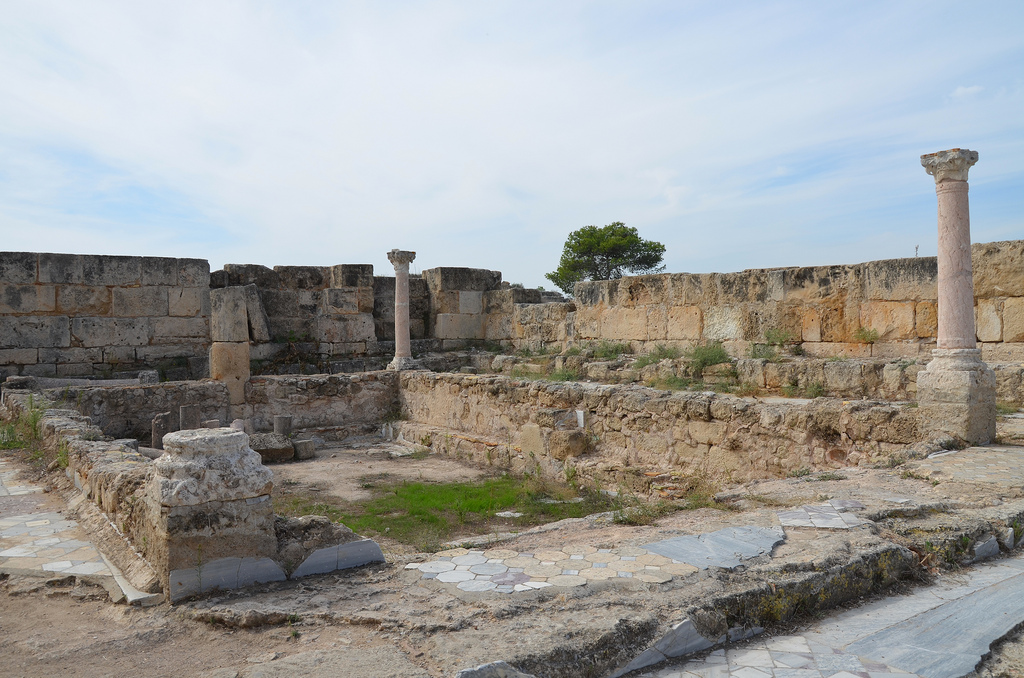 Marble pool at SE corner of the Gymnasium's portico dating back to the 2nd century AD (Trajanic/Hadrianic), Salamis, Northern Cyprus