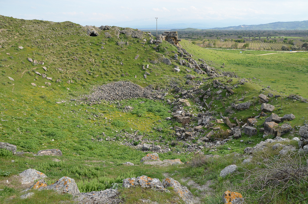 The theatre built on the natural hill with a slope of 50 degrees, it had a capacity of 8,000.