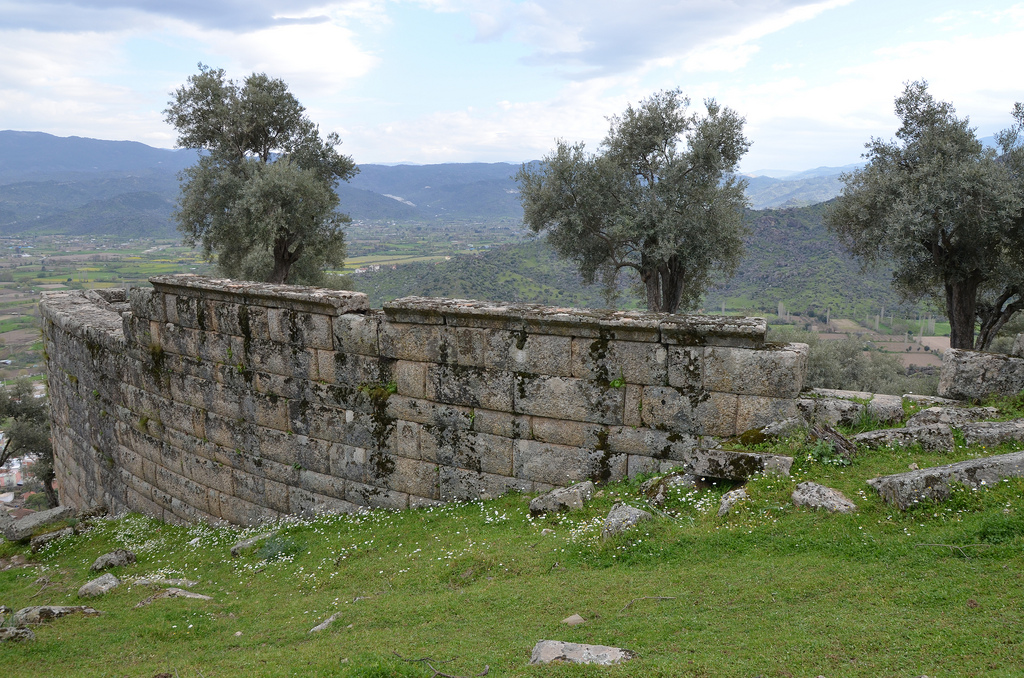 The retaining wall of the cavea of the Hellenistic Theatre.