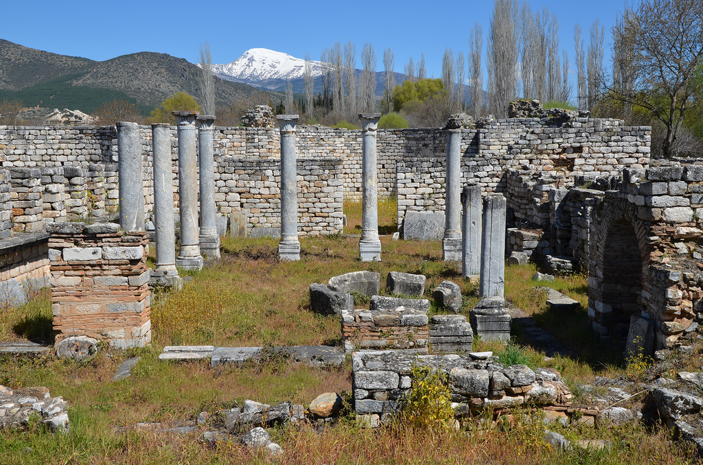 The Bishop's Palace built in the 5th and 6th centuries AD. It consisted of several rooms with blue-grey columns in its courtyard.