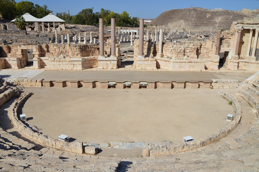 The Roman theatre, built at the end of the 2nd century on the remains of a 1st century AD theatre, which could seat about 7,000 spectators.