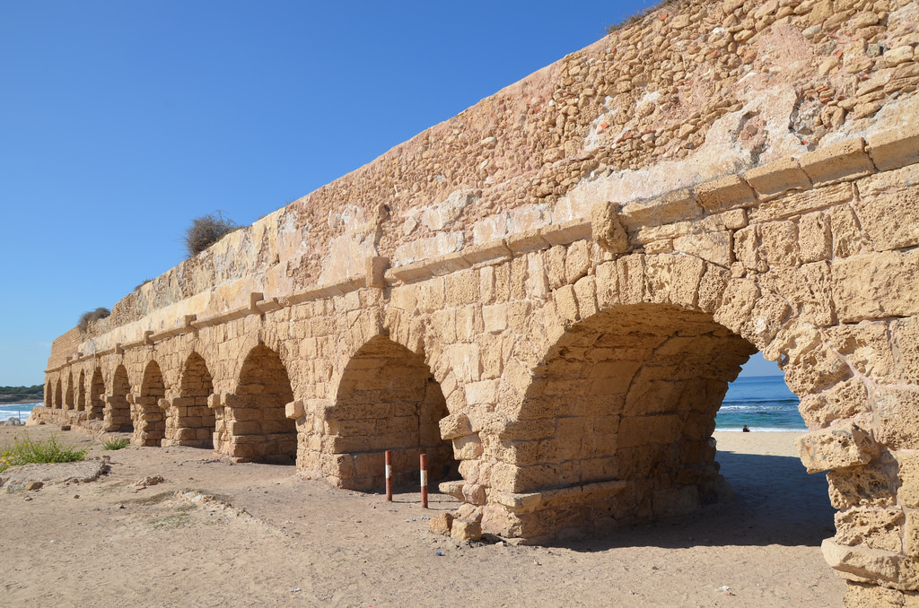 The high level aqueduct of Caesarea built by Herod the Great.