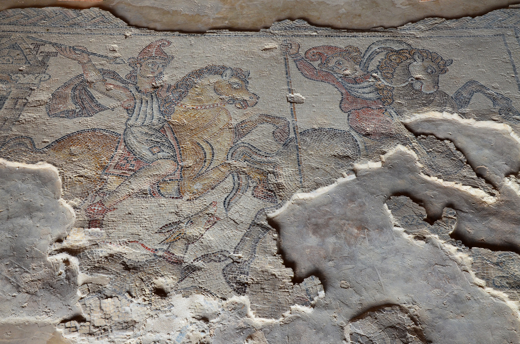 Mosaic pavement depicting hunting Amazons in the Nile Festival House, early 5th century AD.