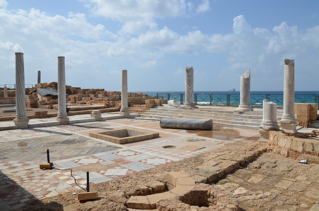 The palaestra in the Byzantine Bathhouse built in the 4th century AD. Before bathing clients could exercise in the palaestra.