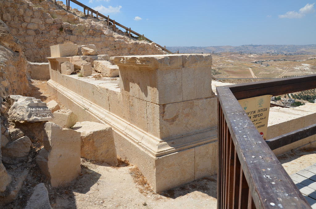 The podium of Herod's mausoleum preserved in situ.