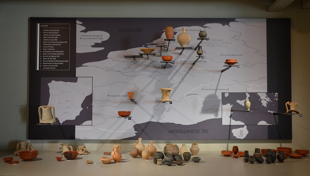 Earthenware from all over the Empire. Gallo-Roman Museum of Tongeren, Belgium.