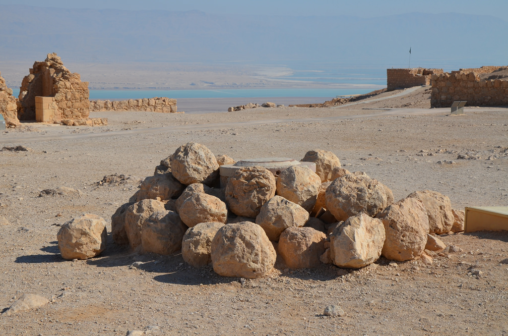 Roman catapult stones dating from the First Jewish Revolt.