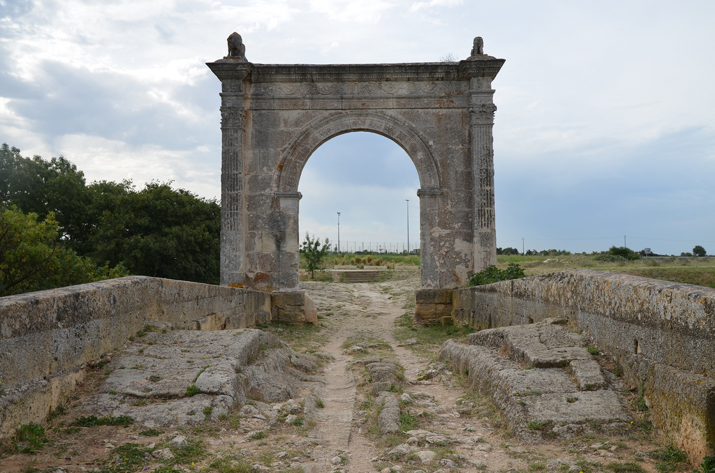The Pont Flavien was located on a Roman road - the Via Julia Augusta - running between Piacenza (Italy) and Arelate (Arles, France).
