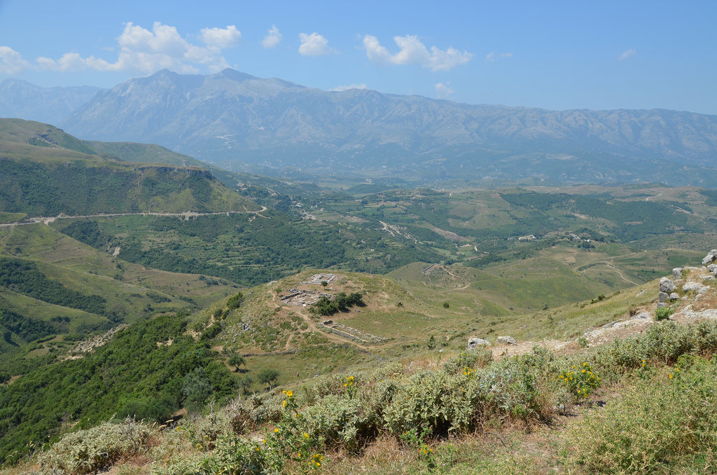 View from the acropolis of the Temple of Aphrodite and the paleochristian basilica.