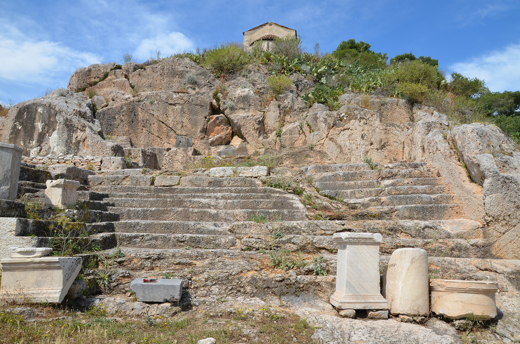 Flight of steps cut into the east side of the rock along the Processional Way.