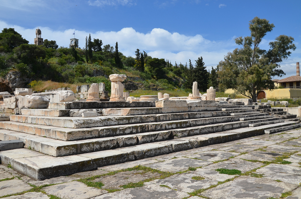 The Greater Propylaea, a monumental gate probably built by Marcus Aurelius on the same site as an earlier gate from the time of Kimon, ca. 170 AD - ca. 180 AD, Eleusis