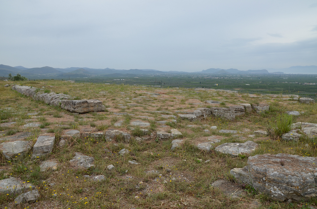 The foundations of the Old Temple of Hera on the upper terrace.