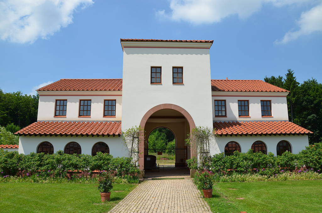 The reconstructed Gatehouse through which visitors enter the site of the Roman Villa Borg.