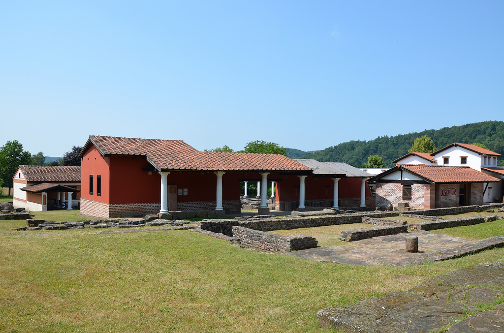 The reconstructed House of the Ophthalmologist along the east-west main street of the vicus.
