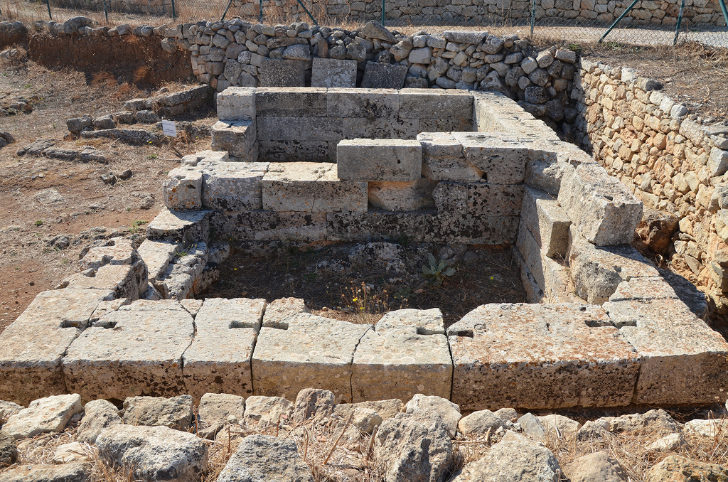 The remains of a small 5th century BC Doric temple dedicated to Artemis and his brother Apollo.