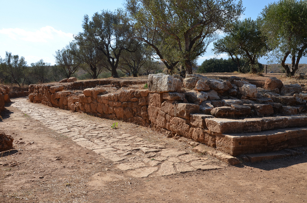 The 55m long paved road dated to the Hellenistic period and leading to the ancient theatre.