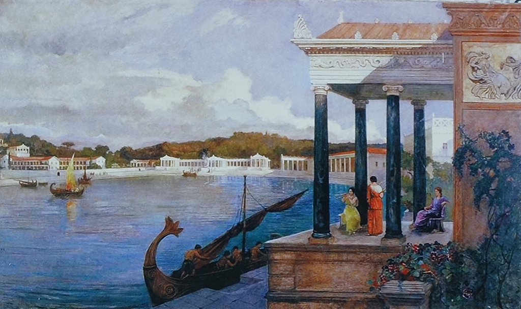 1924 artistic reconstruction of the Roman Villa in the Bay of Verige.