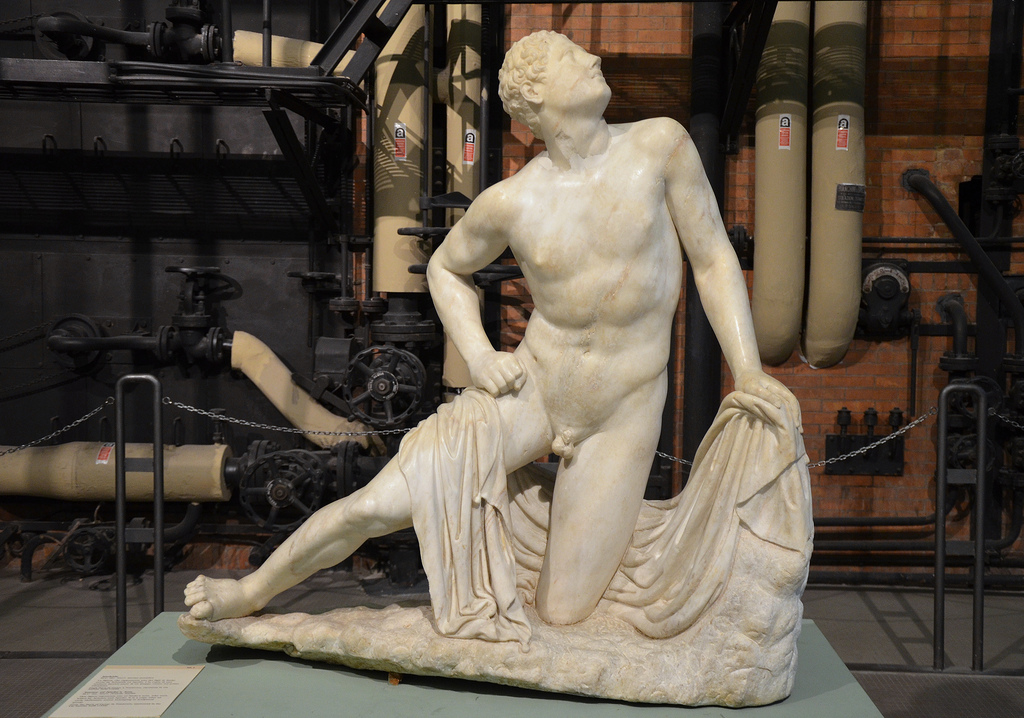 Statue of one of Niobe's sons who were killed by Artemis and Apollo, Roman copy after an early Hellenistic statue belonging to a sculptural group, from the Horti of Caesar in Trastevere.