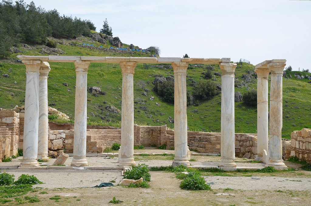 The remains of the Church of the Sepulchre, a threenaved church brought to light in 2011.