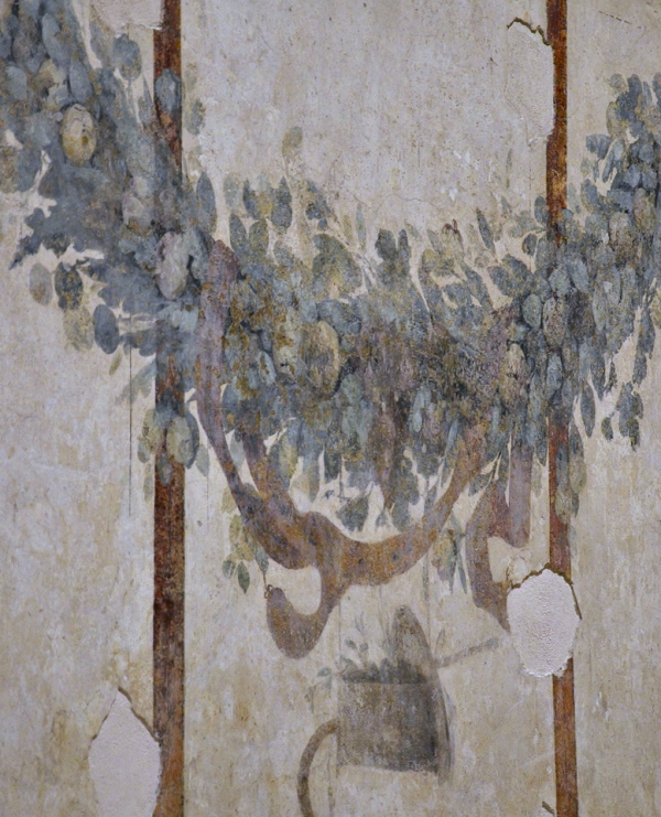 Fresco detail with luxuriant festoons in right-hand room.