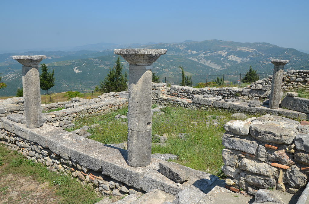 The Cathedral (Basilica B) was destroyed during the Slavic invasions around 547-551 AD.
