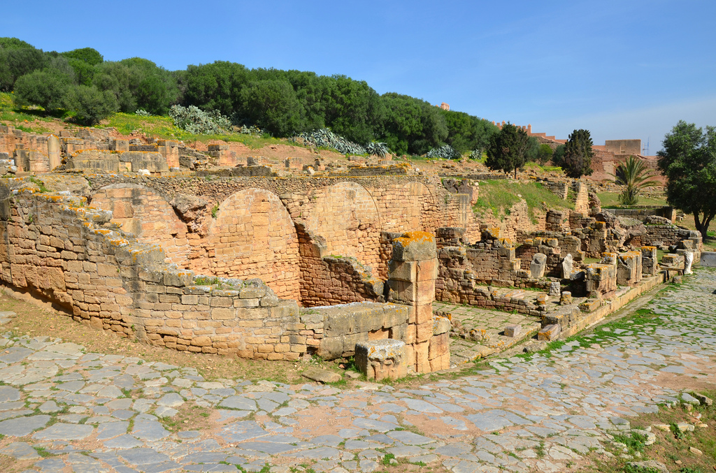 The vaults of nine shops looking out over the decumanus maximus.